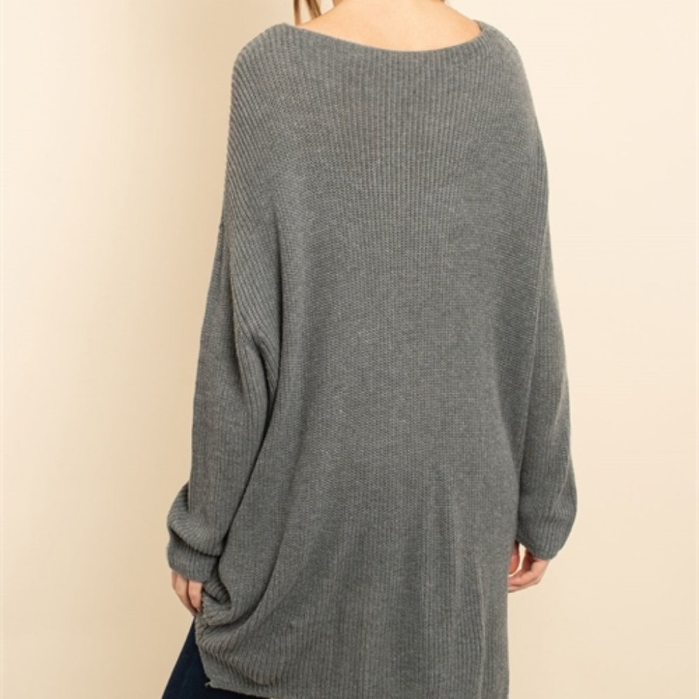 Grey tunic sweater top - Picture 3 of 9